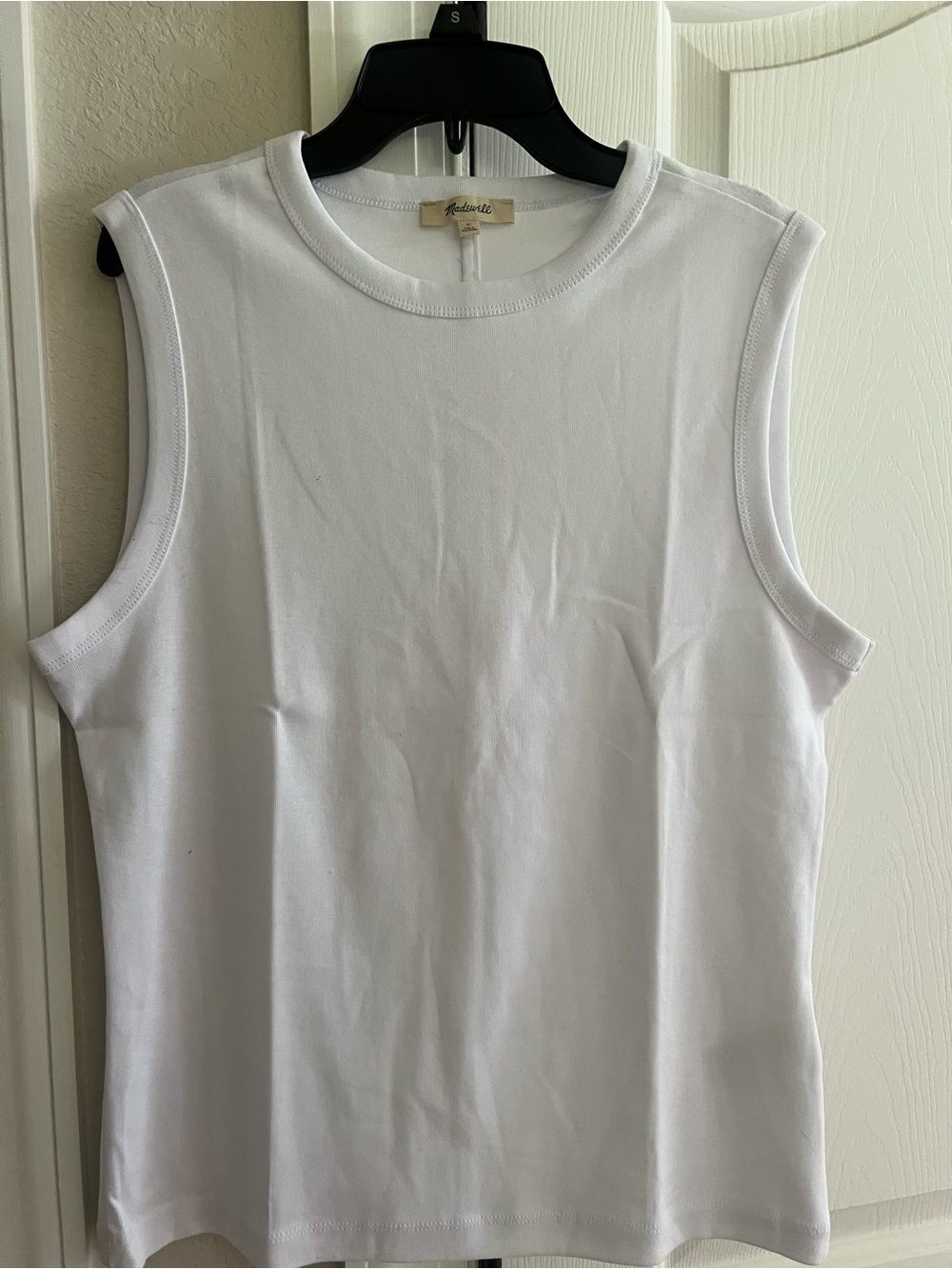 Madewell White Sleeveless Crewneck Tank Top